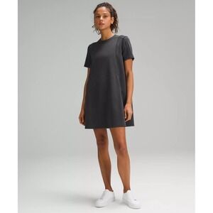 Lululemon Ribbed Softstreme T-Shirt Dress Black Short Sleeve Size 0 - MSRP $99
